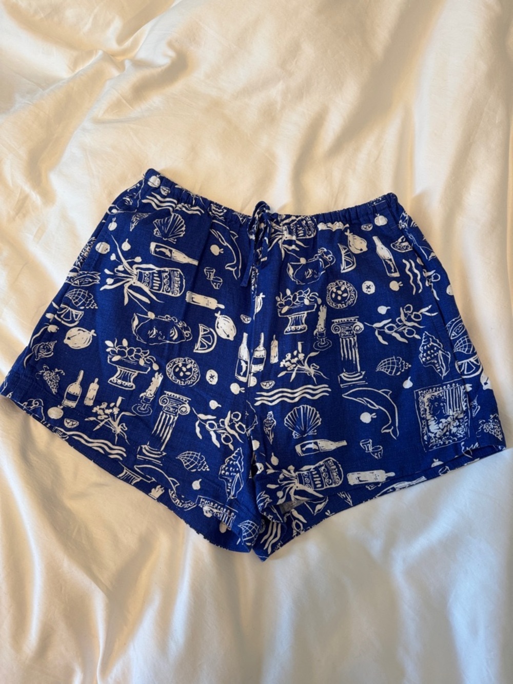 Madewell Lisa Says Gah Printed Drawstring Linen blend Shorts